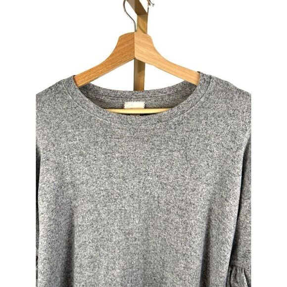Anthropologie Postmark Long-Sleeve Grey Crewneck Sweater w/ Ruffles Sz S EUC - Picture 4 of 9